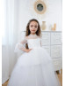 Cold Shoulder White Polka Dotted Lace Tulle Flower Girl Dress Cold Shoulder White Polka Dotted Lace Tulle Flower Girl Dress